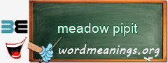 WordMeaning blackboard for meadow pipit